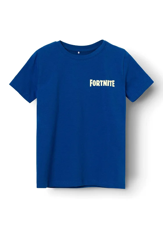 Band Merch Short Sleeve TopsName It Kid Boy Asym Fortnite Short Sleeve Tee, True Blue