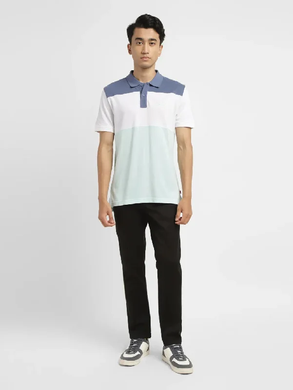 Men's Colorblock Slim Fit Polo T-shirtMonochrome polo shirt