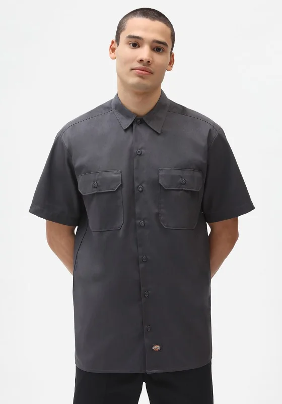 Relaxed Fit Short Sleeve TopsDickies Short Sleeve Work Shirt, Charcoal