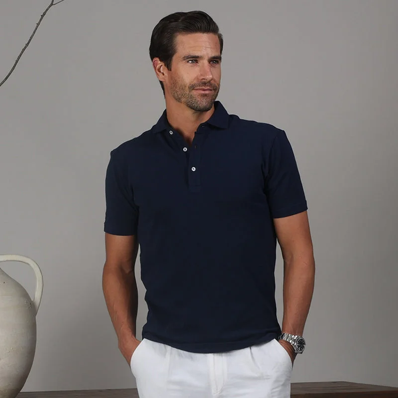 Portofino Piqué Cotton Polo NavyWedding polo shirt