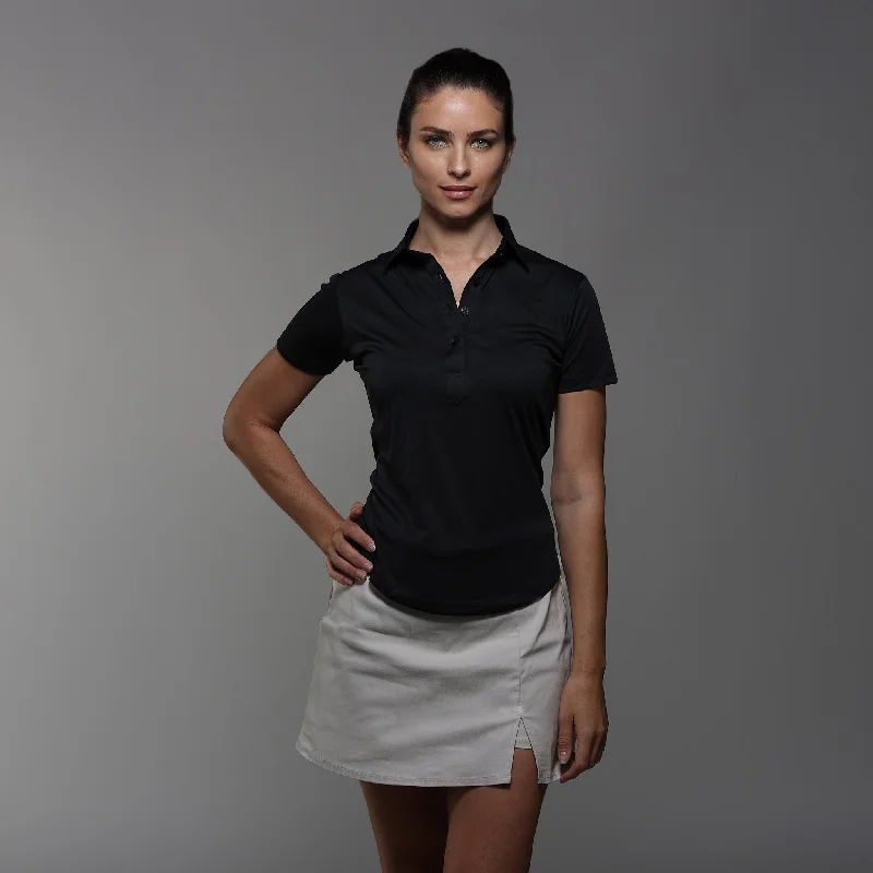 Women's Cap Sleeve Semi Spread Polo BlackClassic polo shirt