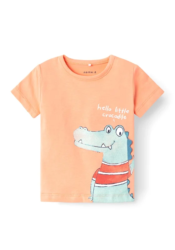 Relaxed Fit Short Sleeve TopsName It Baby Boy Juman Short Sleeve Tee, Papaya Punch