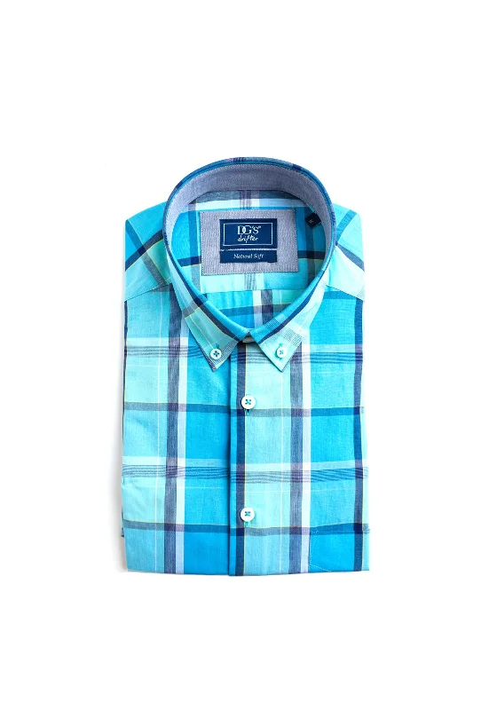 Velvet Short Sleeve TopsDaniel Grahame Plaid Short Sleeve Shirt, Blue