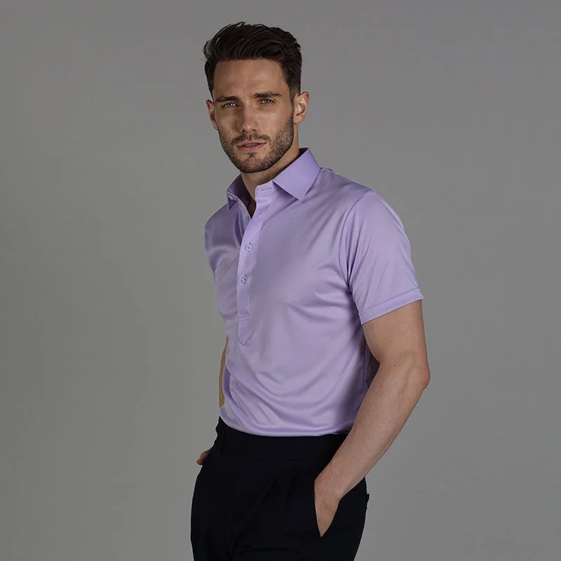 Semi-Spread Collar Polo LavenderPrinted polo shirt