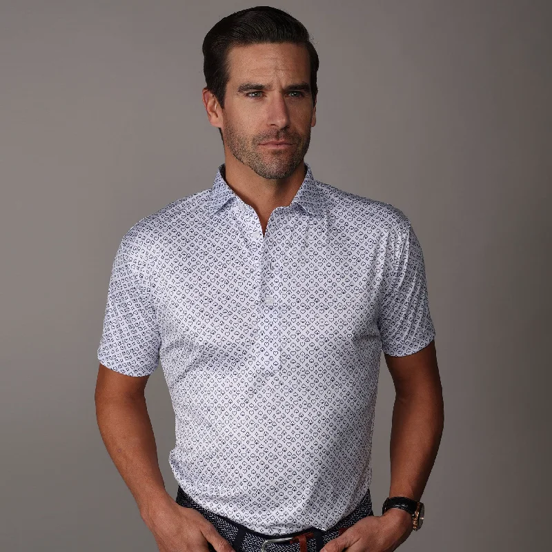 Semi-Spread Collar Polo Royal FlushCotton polo shirt