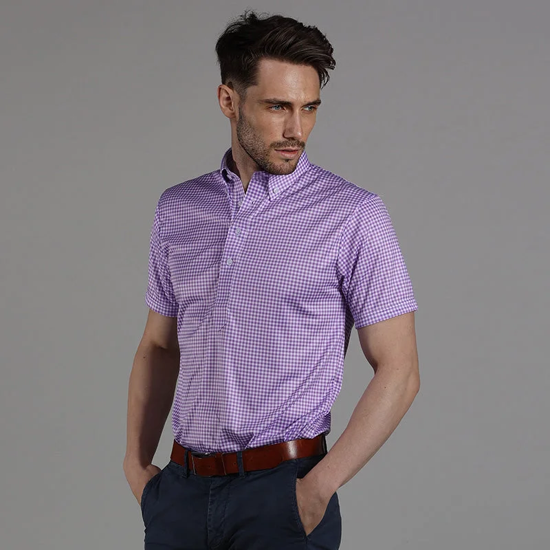 Oxford Button Down Collar Polo Lavender GinghamSleep polo shirt