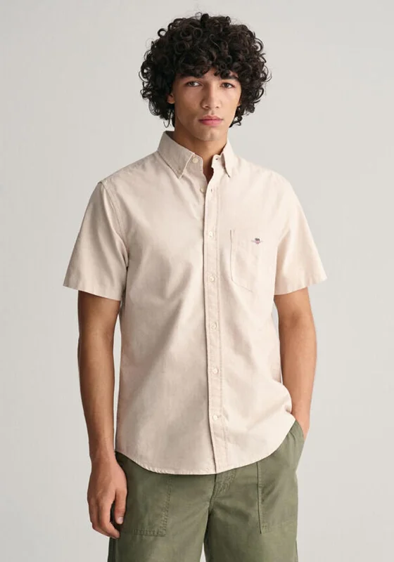 Boat Neck Short Sleeve TopsGant Oxford Short Sleeve Shirt, Dry Sand