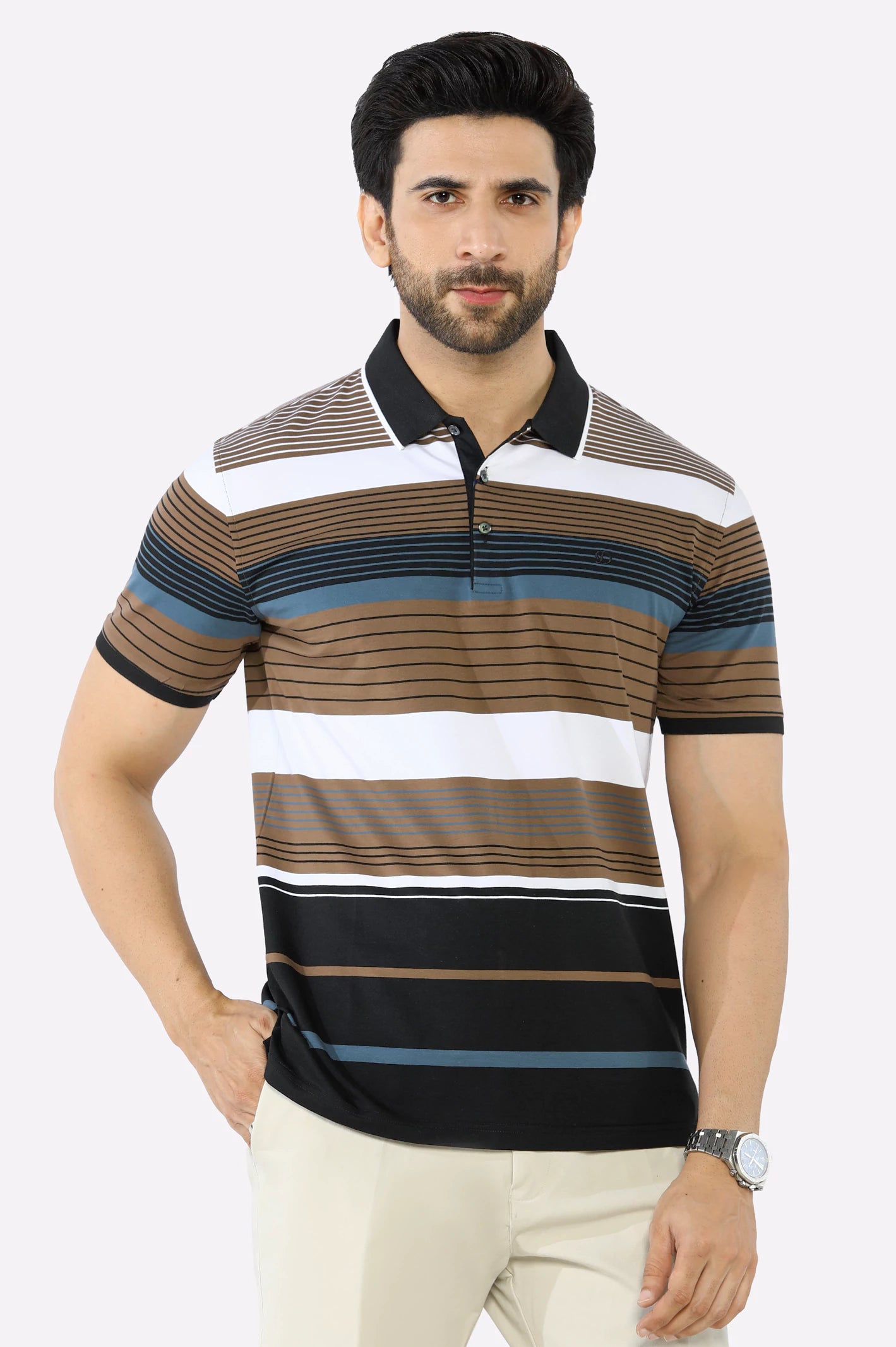 Brown Yarn Dyed PoloLightweight polo shirt