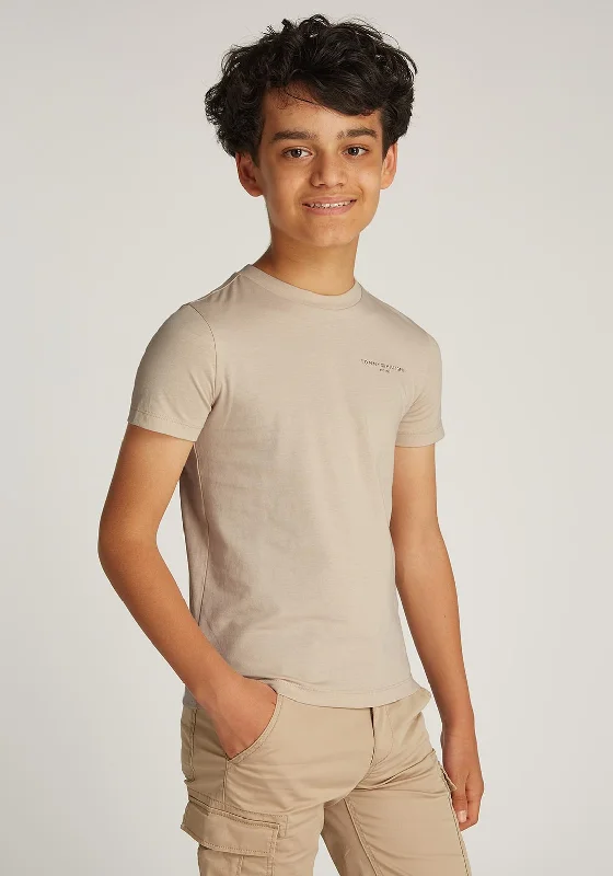 Running Short Sleeve TopsTommy Hilfiger Boy Short Sleeve Logo Tee, Beige