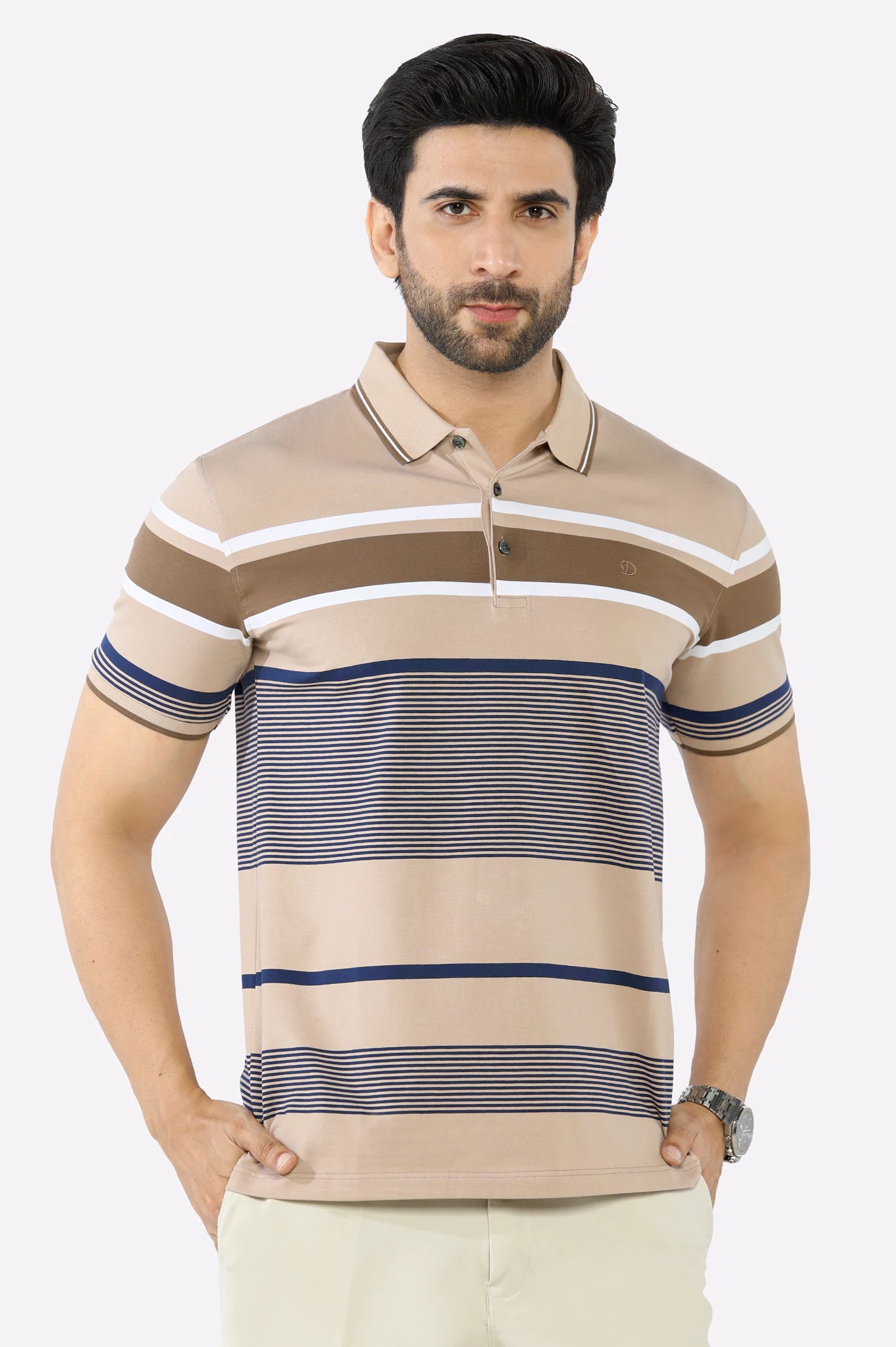 Brown Yarn Dyed PoloWedding polo shirt