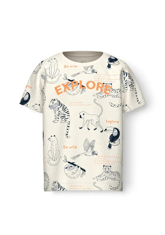 Sheer Short Sleeve TopsName It Mini Boy Dennis Explore Short Sleeve Tee, Jet Stream