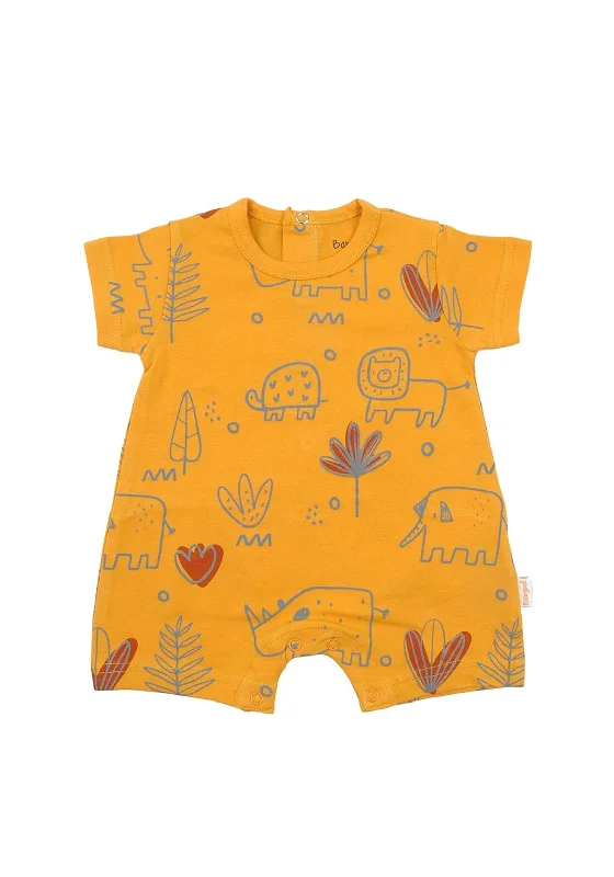 Band Merch Short Sleeve TopsBabybol Baby Boy Print Short Sleeve Romper, Orange