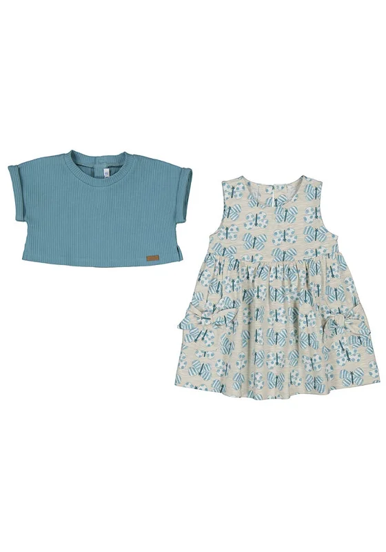 Mayoral Baby Girl Butterfly Print Dress and Pullover Set, Blue