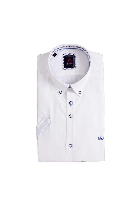 Travel Short Sleeve TopsAndre Baggot Plain Short Sleeve Shirt, White