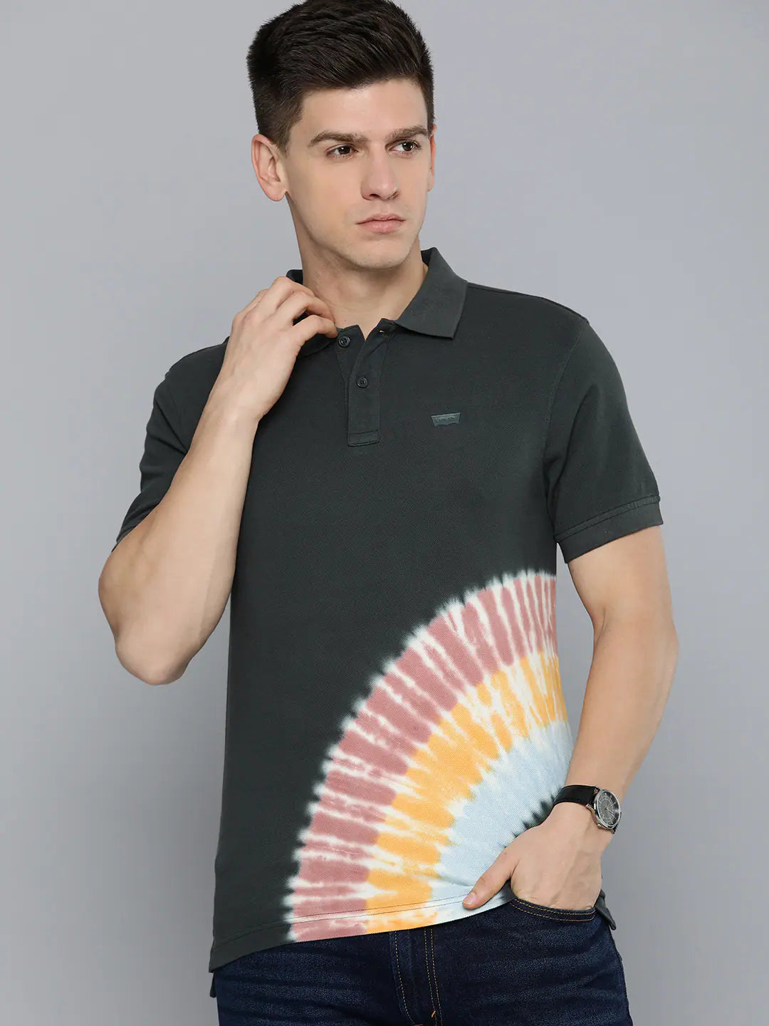 Men's Tie - Dye Slim Fit Polo T-shirtBright polo shirt