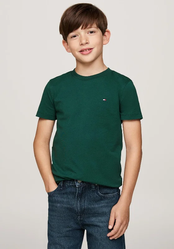 Longline Short Sleeve TopsTommy Hilfiger Boy Essential Short Sleeve Tee, Ornamental Green