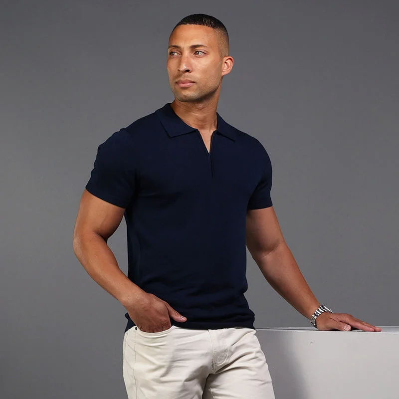 Navy Venetian Merino Zip PoloKids’ polo shirt