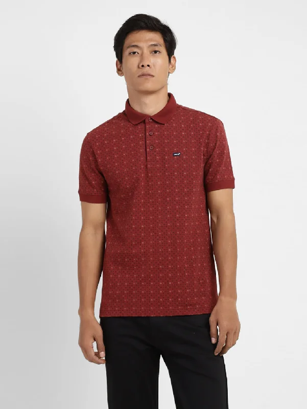 Men's Geometric Print Polo T-shirtCheckered polo shirt