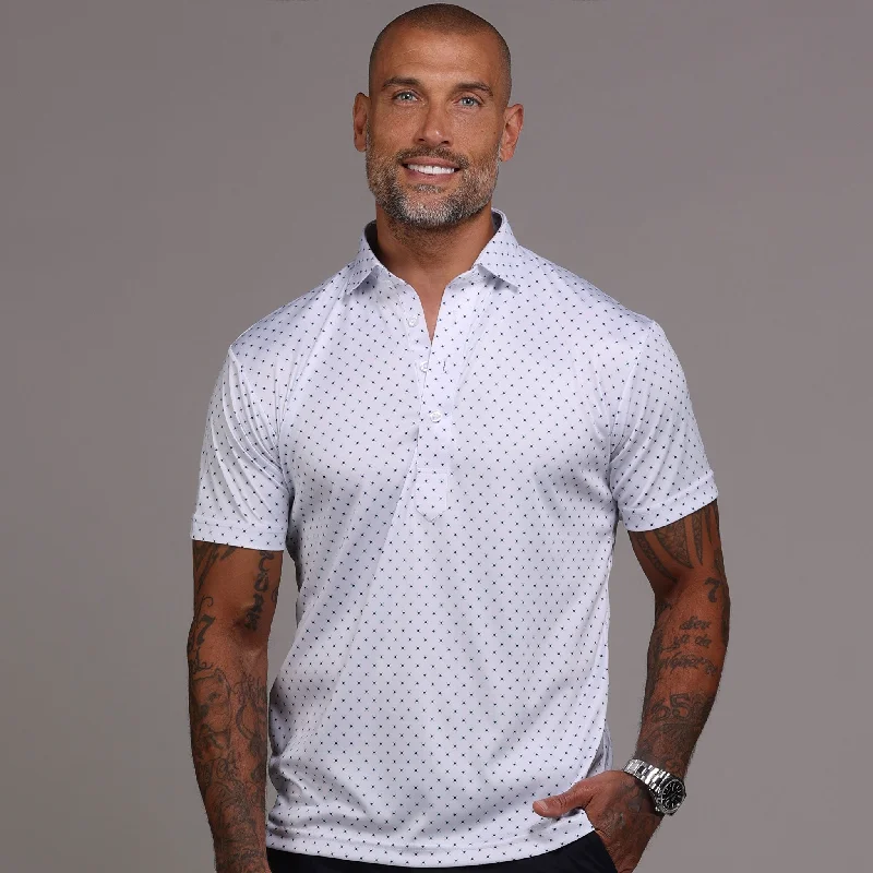 Semi-Spread Collar Polo White Pebble Beach 5 DiamondStretch polo shirt