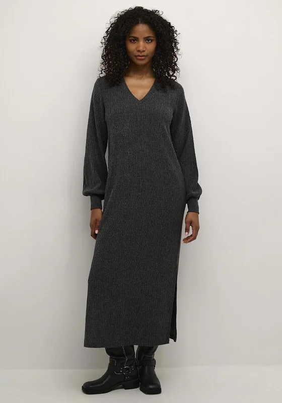 Kaffe Olga Textured Dress, Dark Grey