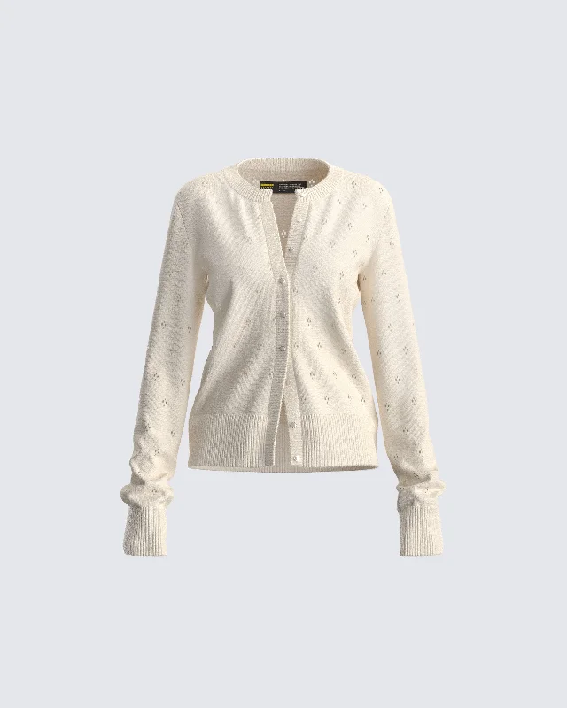 Office cardiganDove Ivory Sweater Knit Cardigan