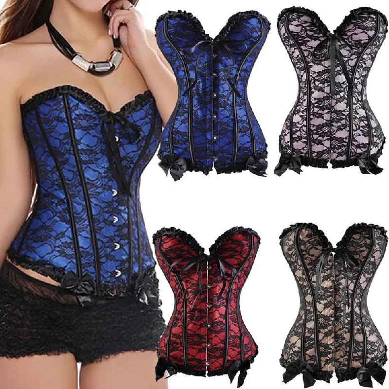 Steampunk Size S-6XL Sexy Lace up Boned Overbust Corset Bustier Top Beautiful Waist Cincher Outfit Summer Party dress Satin