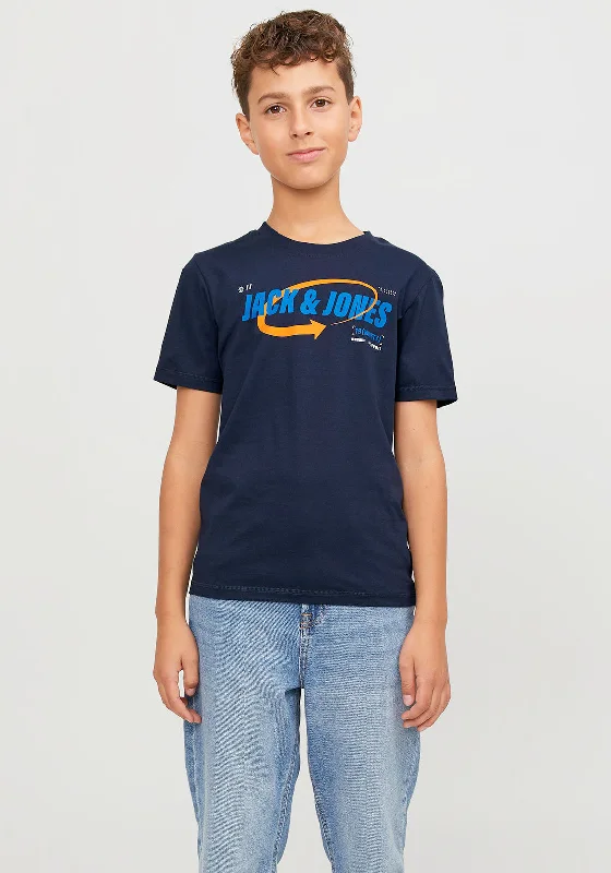 Streetwear Short Sleeve TopsJack & Jones Boys Lack Short Sleeve Tee, Navy Blazer