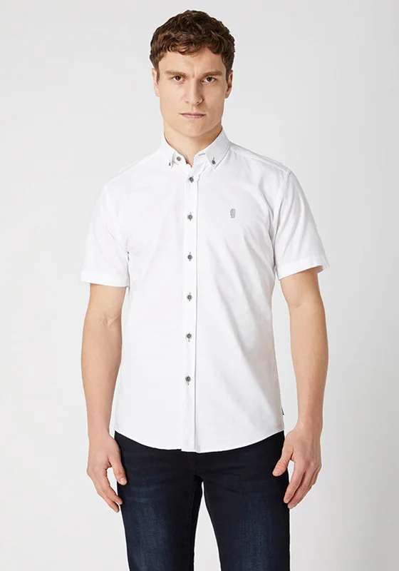 Compression Short Sleeve TopsRemus Uomo Parker Tapered Short Sleeve Shirt, White