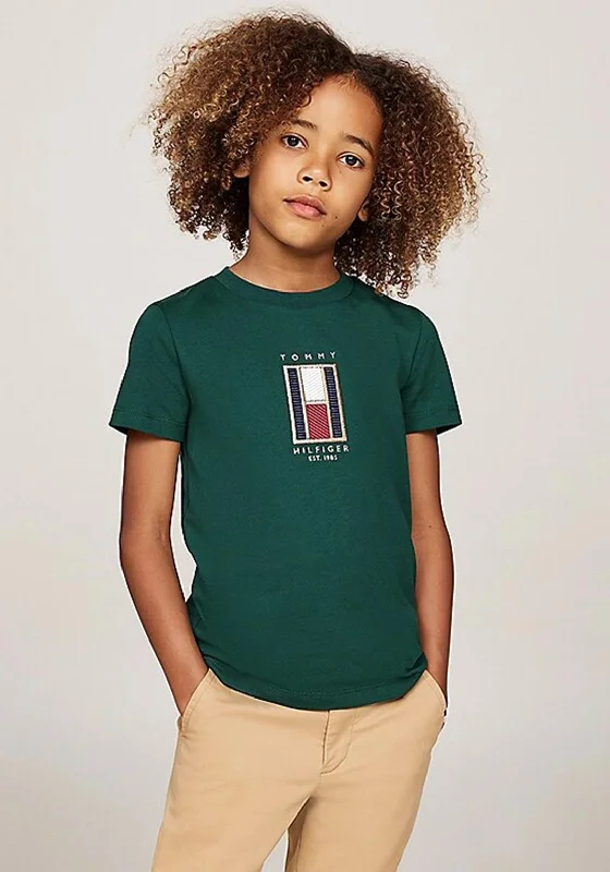 Urban Short Sleeve TopsTommy Hilfiger Boy Flag Short Sleeve Tee, Green