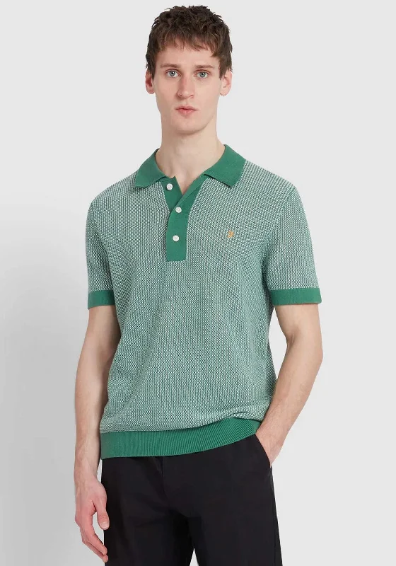 Farah Sandford Knit Polo Shirt, Green MeadowCollared polo shirt