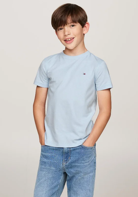 Cropped Short Sleeve TopsTommy Hilfiger Boy Essential Short Sleeve Tee, Breezy Blue