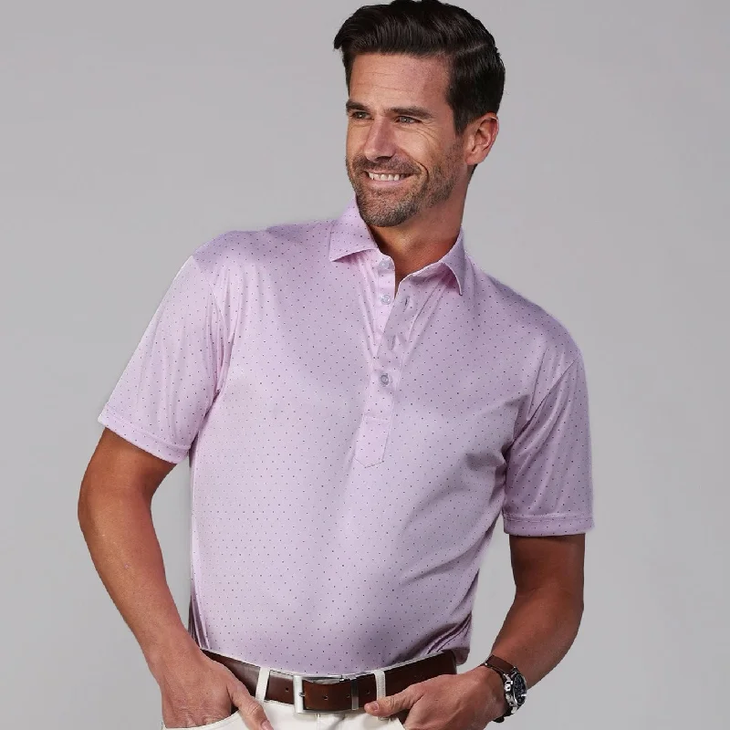 Semi-Spread Collar Polo Pink Navy Polka DotFloral polo shirt