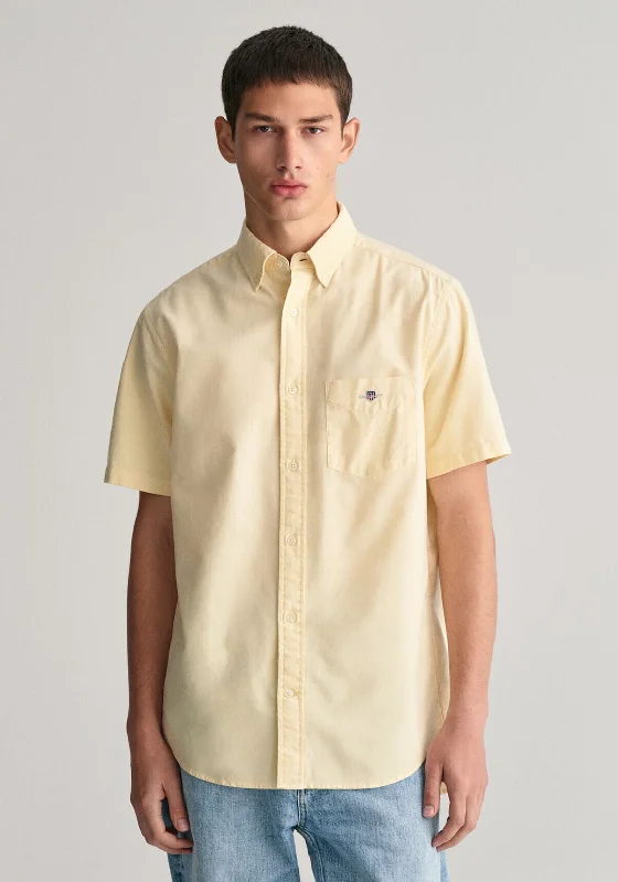 Longline Short Sleeve TopsGant Oxford Short Sleeve Shirt, Dusty Yellow