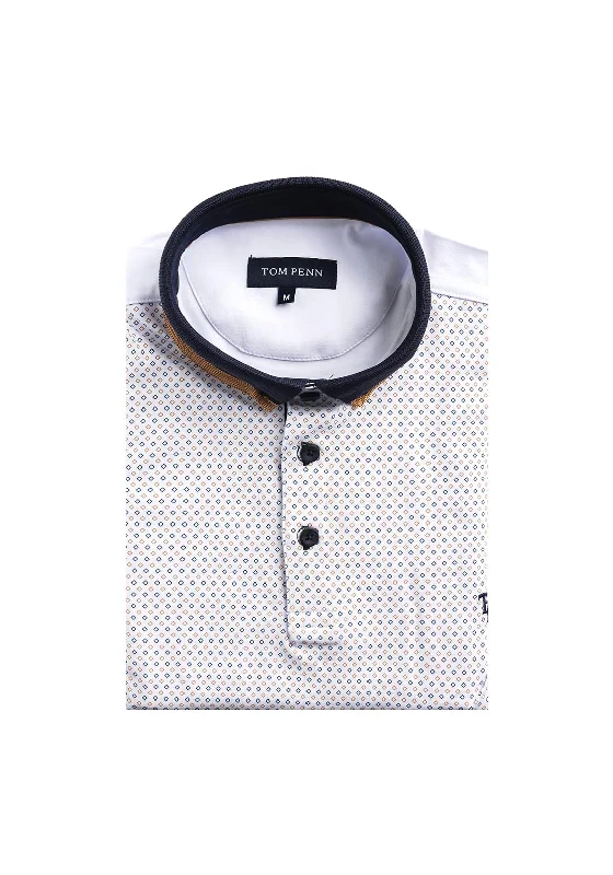 Tom Penn Diamond Print Polo Shirt, WhiteEmbroidered polo shirt