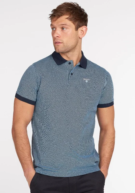 Barbour Men's Sports Mix Polo Shirt, NavyMandarin collar polo shirt