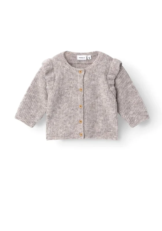 Heated cardiganName It Baby Girl Sollar Long Sleeve Knit Cardigan, Peyote Melange