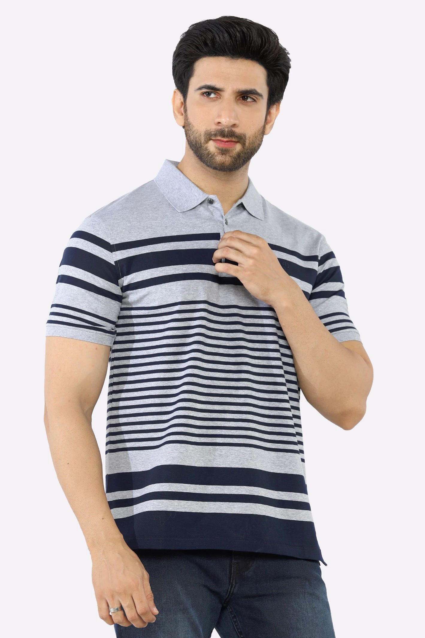 Heather Grey Yarn Dyed PoloCasual polo shirt