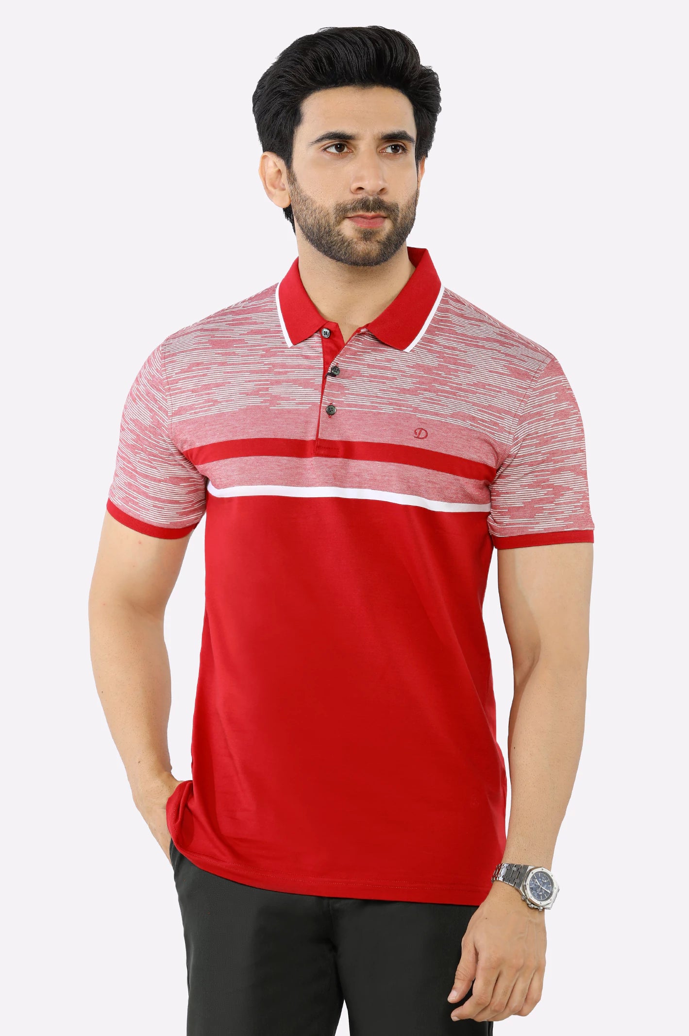 Red Yarn Dyed PoloWork polo shirt