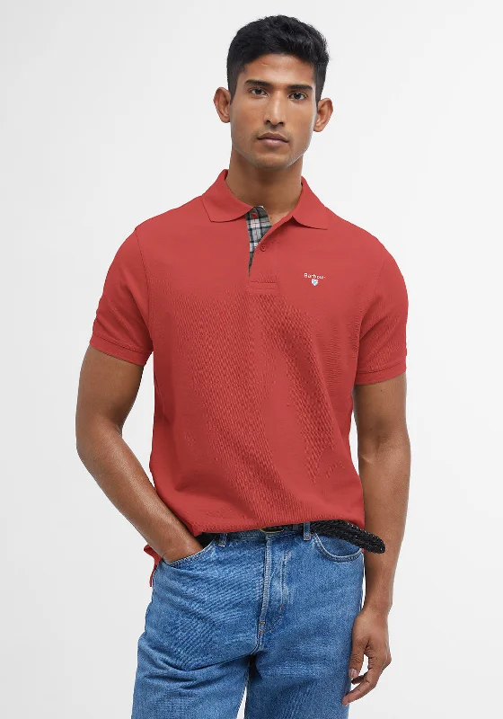 Barbour Men’s Tartan Pique Polo Shirt, Red SpiceCheckered polo shirt