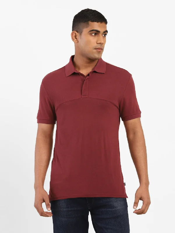 Men's Solid Polo T-shirtPatched polo shirt