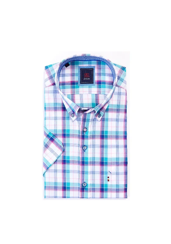 Quick-Dry Short Sleeve TopsAndre Mespil Check Short Sleeve Shirt, Pink Multi