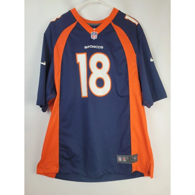 Running Short Sleeve TopsPeyton Manning #18 Denver Broncos NFL Nike On Field Jersey XL Blue Short Sleeve