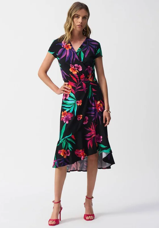 Joseph Ribkoff Floral Wrap Dress, Black