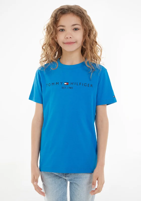 Boat Neck Short Sleeve TopsTommy Hilfiger Kids Essentials Short Sleeve T-Shirt, Cerulean Aqua