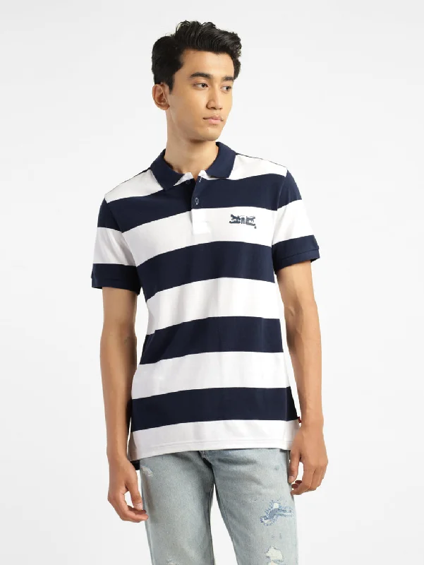 Men's Striped Polo Collar T-shirtPerformance polo shirt