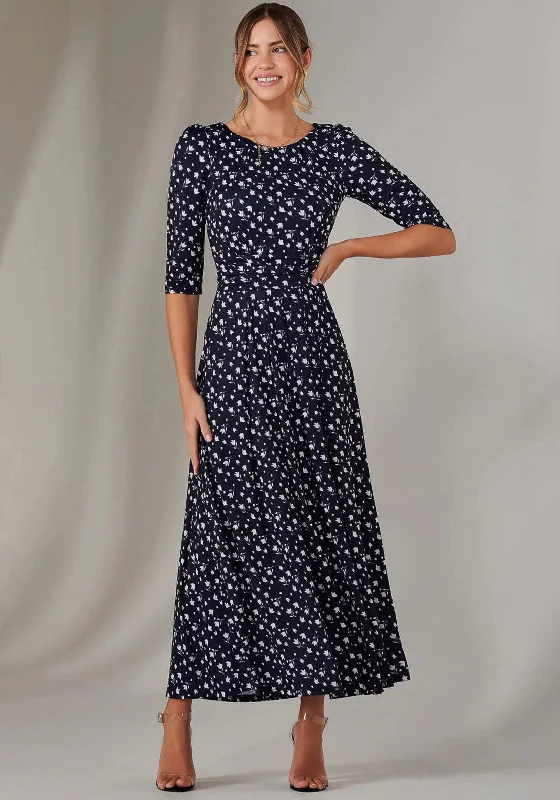 Jolie Moi Enya Tulip Jersey Midaxi Dress, Navy