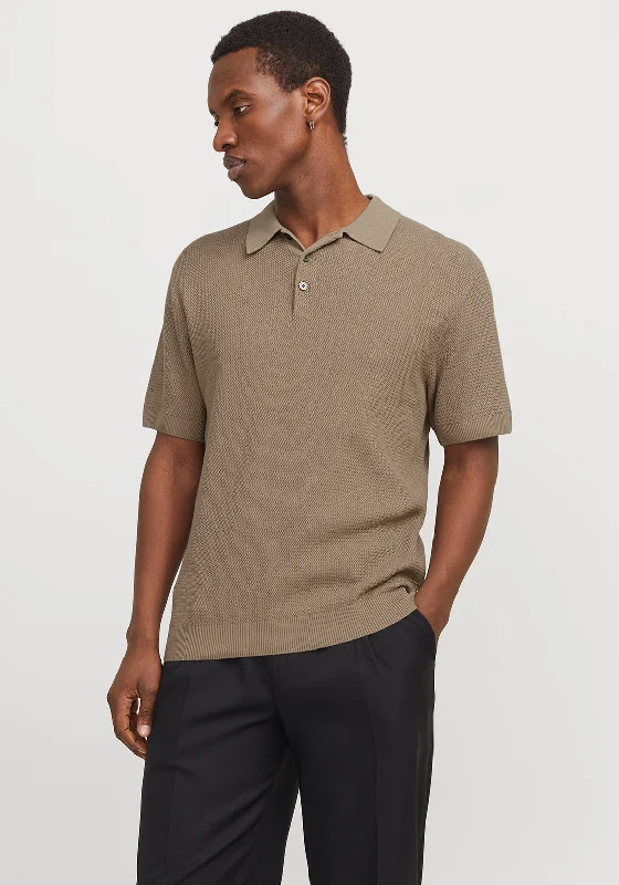 Jack & Jones Cooper Knit Polo Shirt, GreigeMoisture-wicking polo shirt