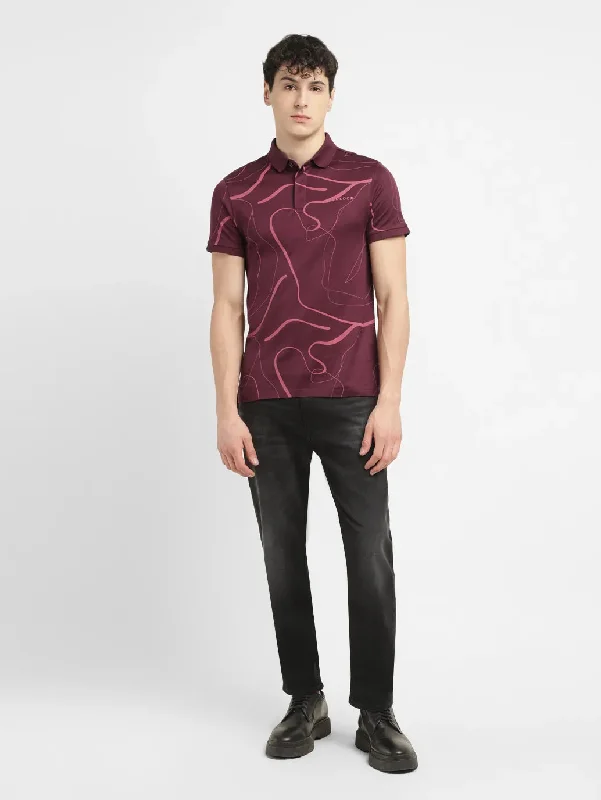 Men's Abstract Slim Fit Polo T-shirtLinen polo shirt