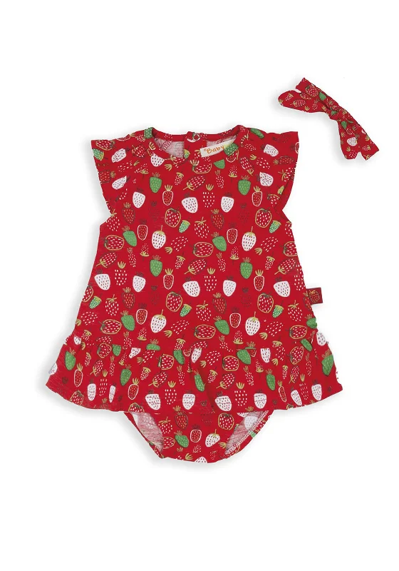 Babybol Baby Girl Strawberry Dress Set, Red