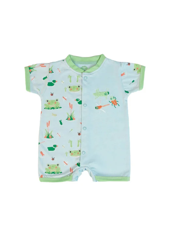 Silk Short Sleeve TopsFS Baby Boy Frog Short Sleeve Romper, Blue